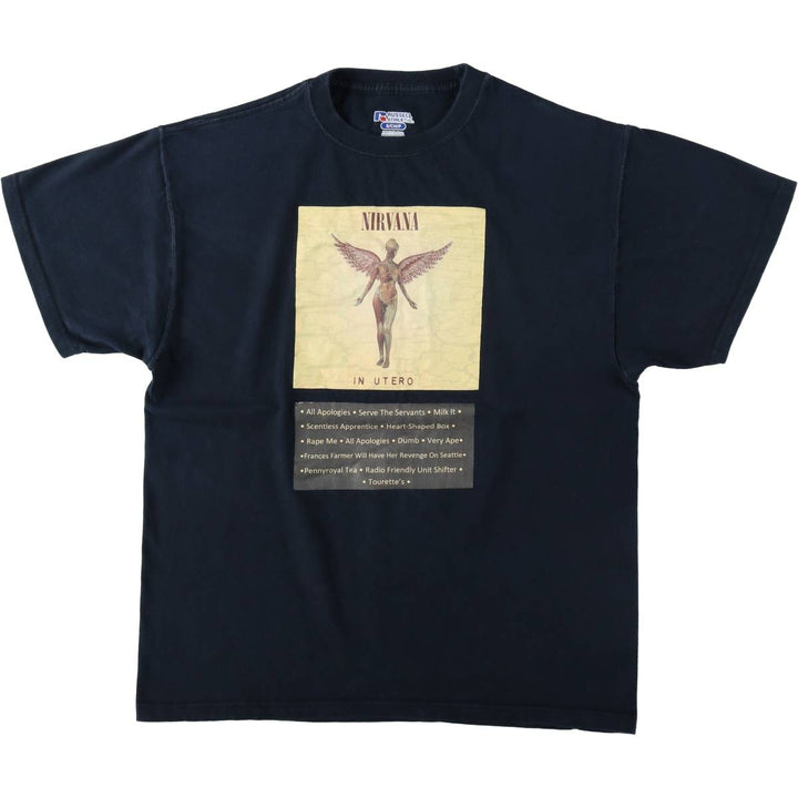 Russell Nirvana band t-shirt, men's size S (approx.) unclear navy blue type Vintage Second Hand