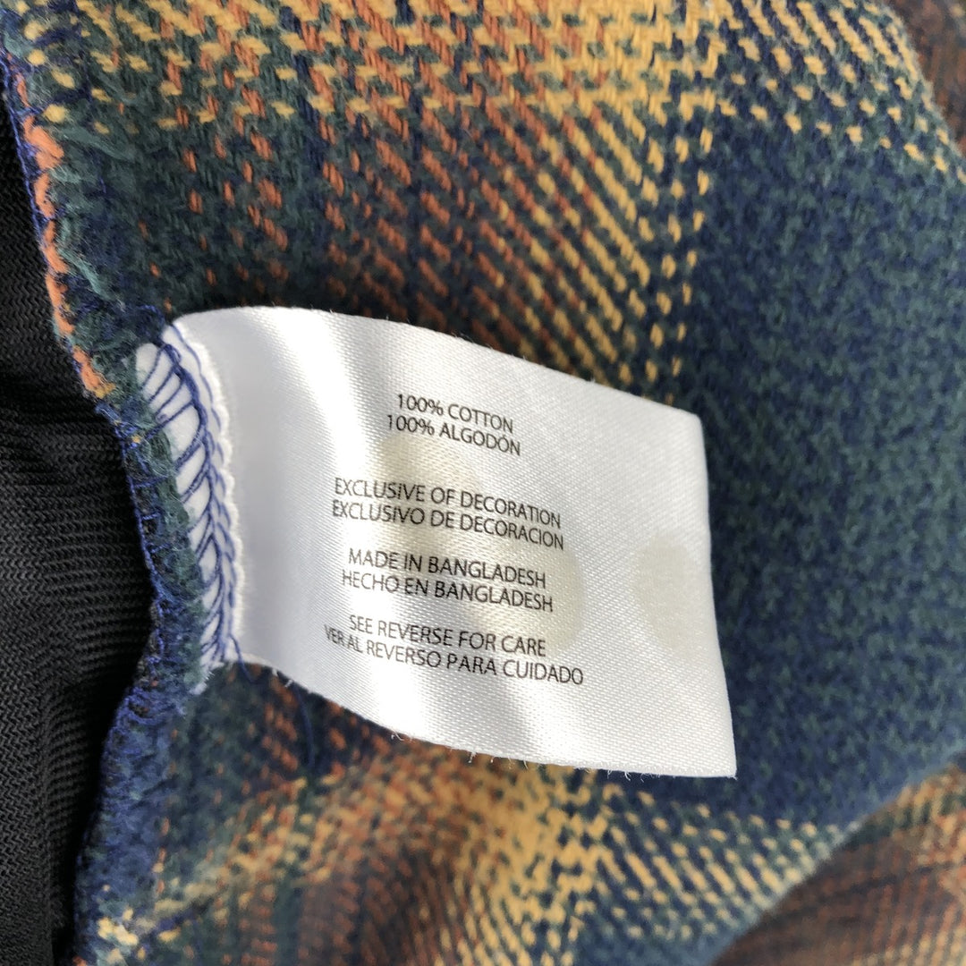 ORVIS Ombre Check Long Sleeve Heavy Flannel Check Shirt, Men's Size L cotton navy blue type Vintage Second Hand