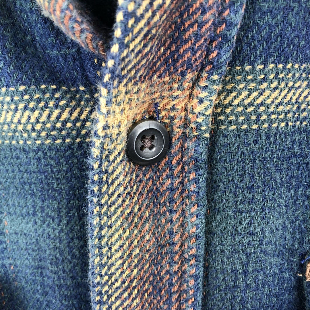 ORVIS Ombre Check Long Sleeve Heavy Flannel Check Shirt, Men's Size L cotton navy blue type Vintage Second Hand