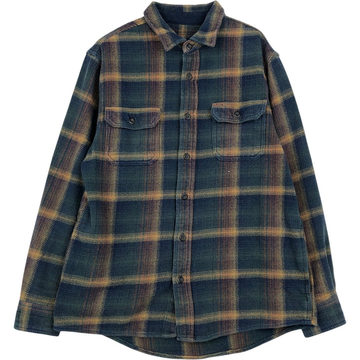 ORVIS Long Sleeve Flannel Check Shirt, Men's Size M cotton navy blue type Vintage Second Hand