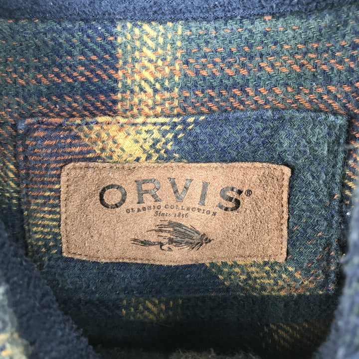 ORVIS Long Sleeve Flannel Check Shirt, Men's Size M cotton navy blue type Vintage Second Hand