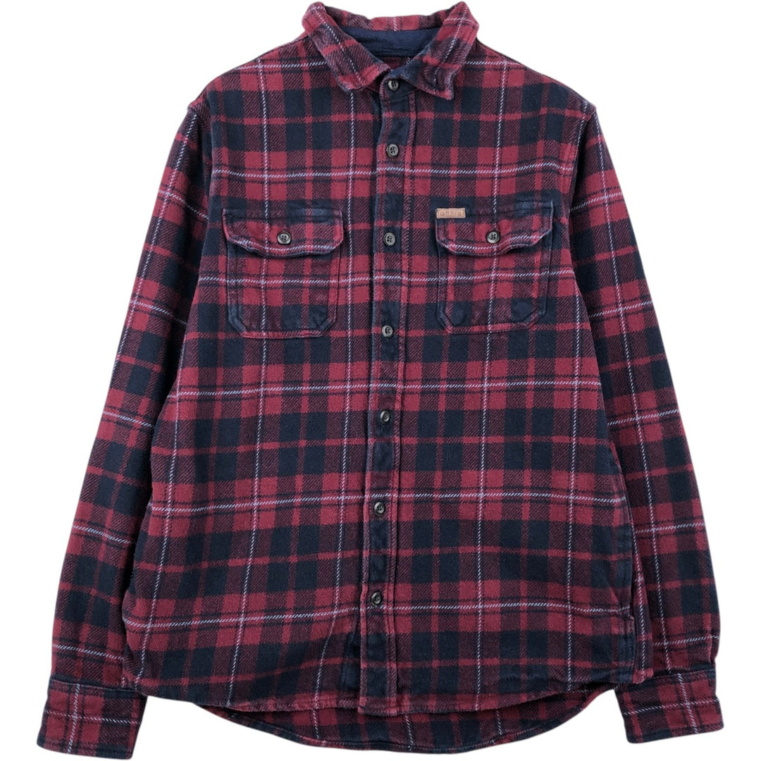 Orvis Long Sleeve Heavy Flannel Check Shirt, Men's Size Small cotton navy blue type Vintage Second Hand