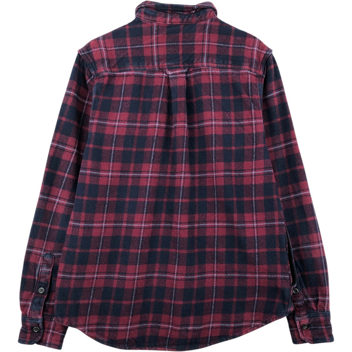 Orvis Long Sleeve Heavy Flannel Check Shirt, Men's Size Small cotton navy blue type Vintage Second Hand