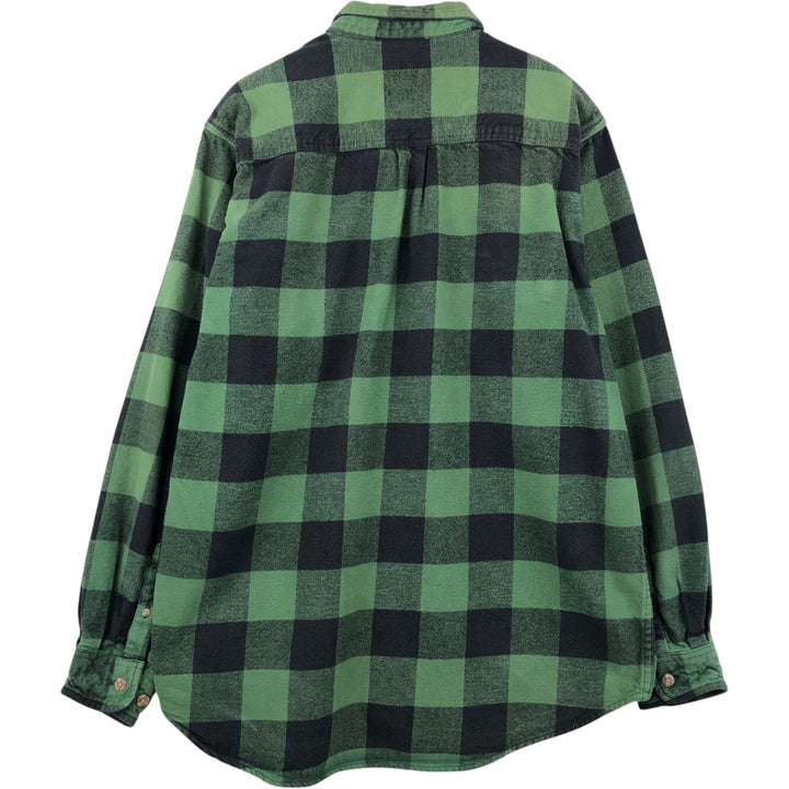 FIELD and STREAM Buffalo Check Long Sleeve Heavy Flannel Check Shirt, Men's Size XL cotton green type Vintage Second Hand