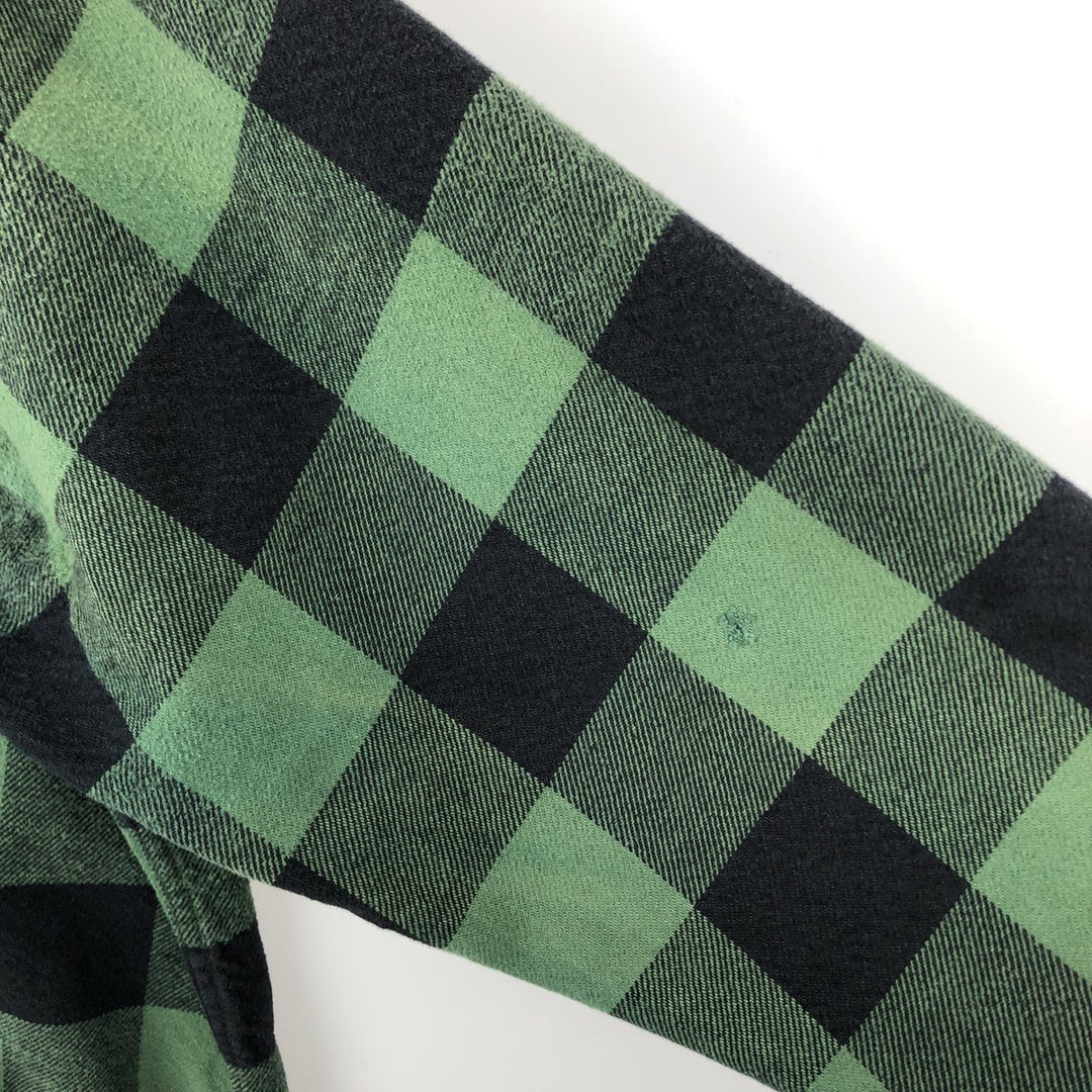 FIELD and STREAM Buffalo Check Long Sleeve Heavy Flannel Check Shirt, Men's Size XL cotton green type Vintage Second Hand