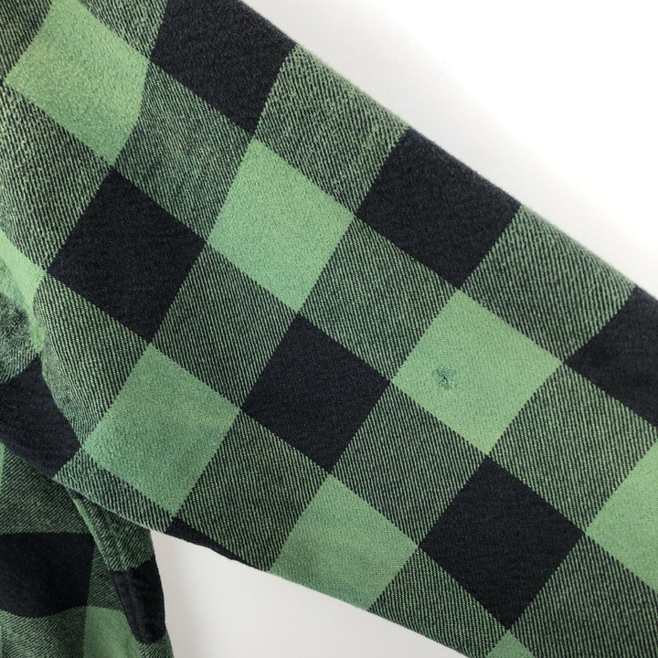 FIELD and STREAM Buffalo Check Long Sleeve Heavy Flannel Check Shirt, Men's Size XL cotton green type Vintage Second Hand