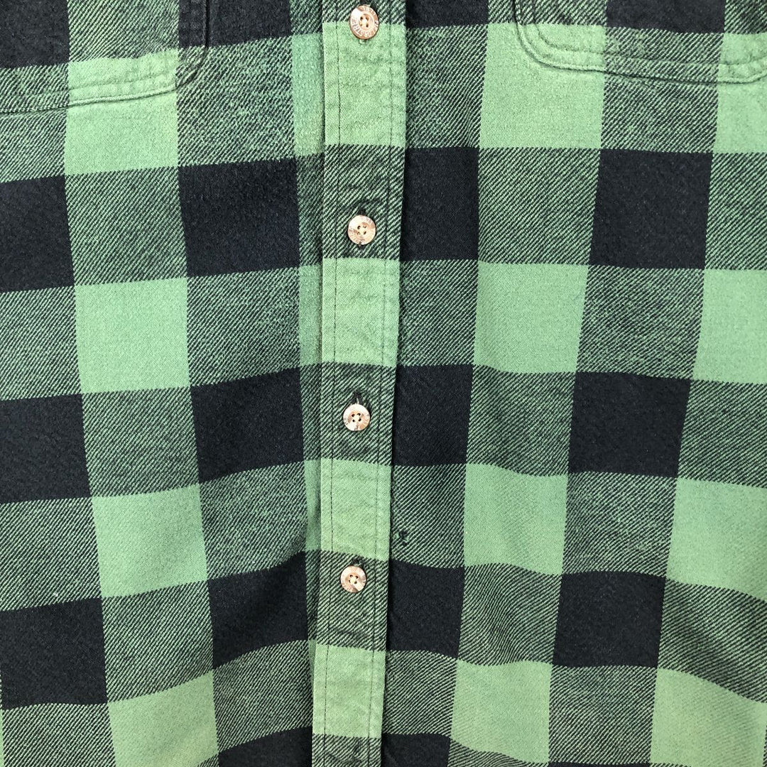 FIELD and STREAM Buffalo Check Long Sleeve Heavy Flannel Check Shirt, Men's Size XL cotton green type Vintage Second Hand