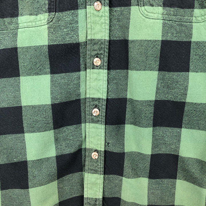 FIELD and STREAM Buffalo Check Long Sleeve Heavy Flannel Check Shirt, Men's Size XL cotton green type Vintage Second Hand