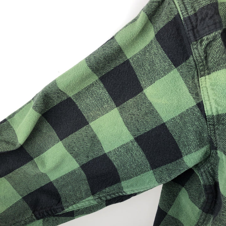 FIELD and STREAM Buffalo Check Long Sleeve Heavy Flannel Check Shirt, Men's Size XL cotton green type Vintage Second Hand