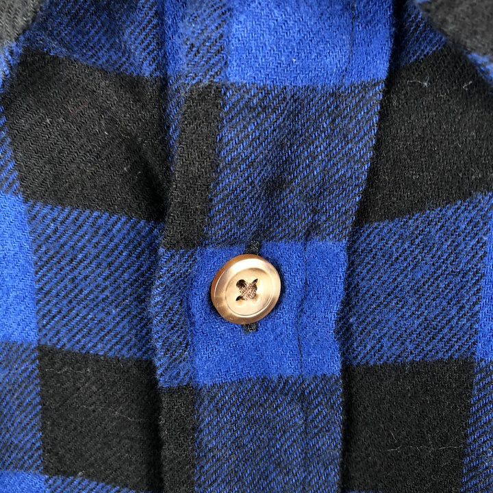Brooks Brothers 1818 REGENT FIT Buffalo Check Long-Sleeve Button-Down Light Flannel Check Shirt, Men's Size XL (approx.) cotton blue type Vintage Second Hand