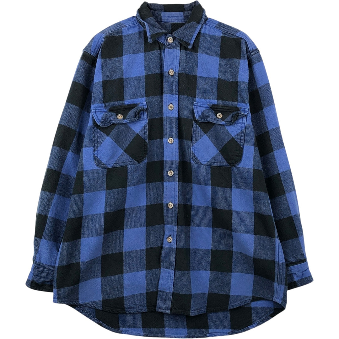 FIELD and STREAM Buffalo Check Long Sleeve Heavy Flannel Check Shirt, Men's Size M cotton blue type Vintage Second Hand