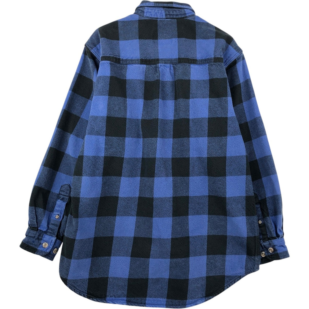 FIELD and STREAM Buffalo Check Long Sleeve Heavy Flannel Check Shirt, Men's Size M cotton blue type Vintage Second Hand