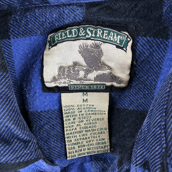 FIELD and STREAM Buffalo Check Long Sleeve Heavy Flannel Check Shirt, Men's Size M cotton blue type Vintage Second Hand