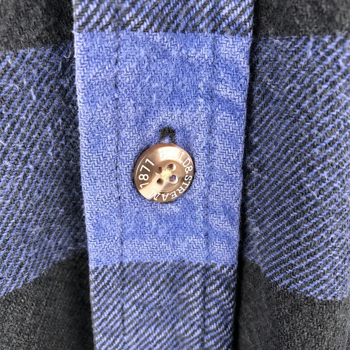 FIELD and STREAM Buffalo Check Long Sleeve Heavy Flannel Check Shirt, Men's Size M cotton blue type Vintage Second Hand