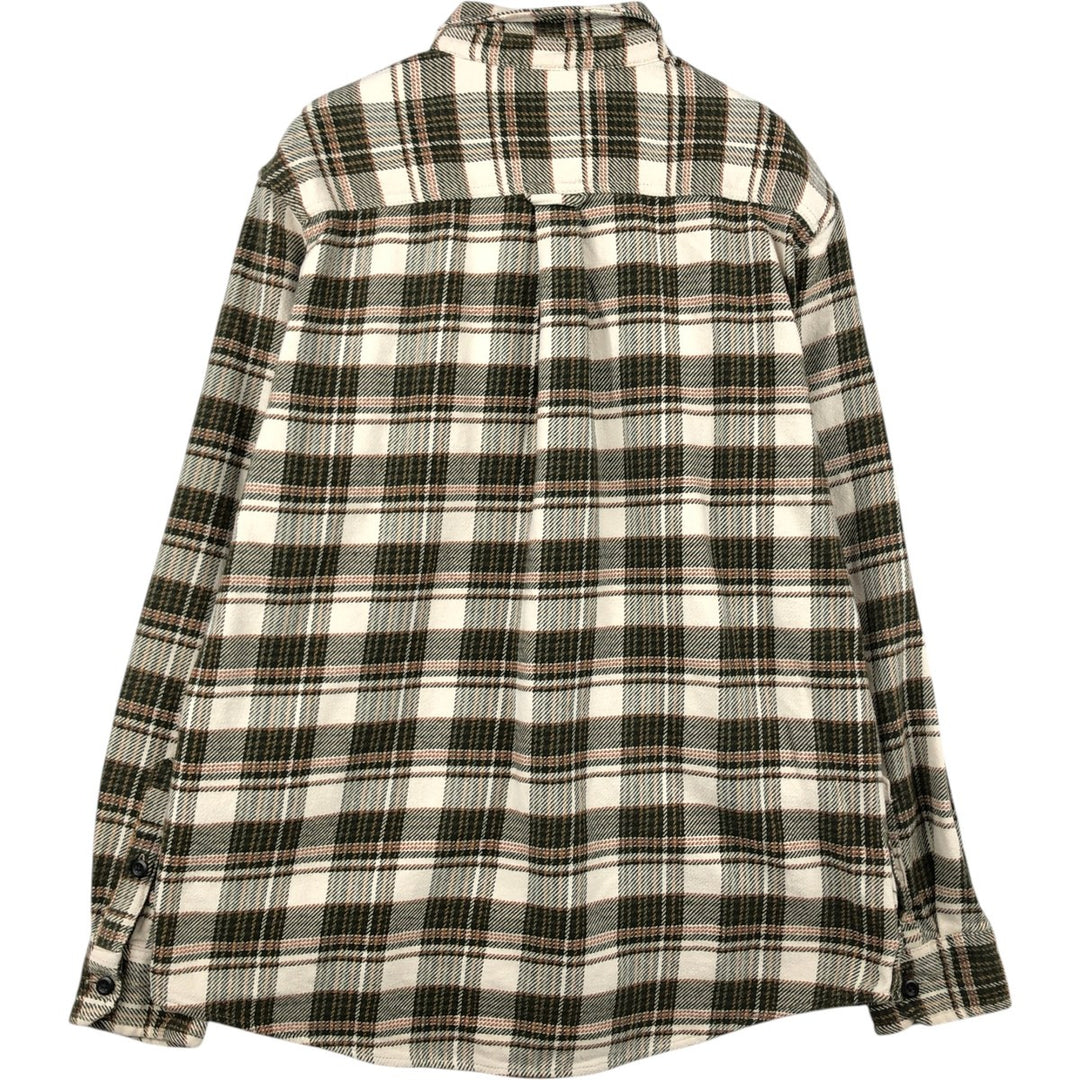 Orvis Check Pattern Long Sleeve Heavy Flannel Check Shirt, Men's Size L cotton Green type dark green Vintage Second Hand