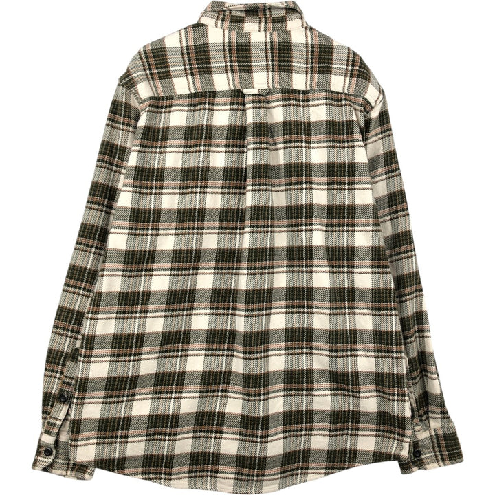 Orvis Check Pattern Long Sleeve Heavy Flannel Check Shirt, Men's Size L cotton Green type dark green Vintage Second Hand
