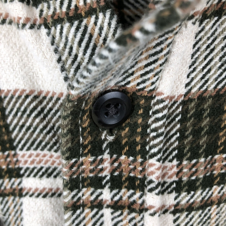 Orvis Check Pattern Long Sleeve Heavy Flannel Check Shirt, Men's Size L cotton Green type dark green Vintage Second Hand