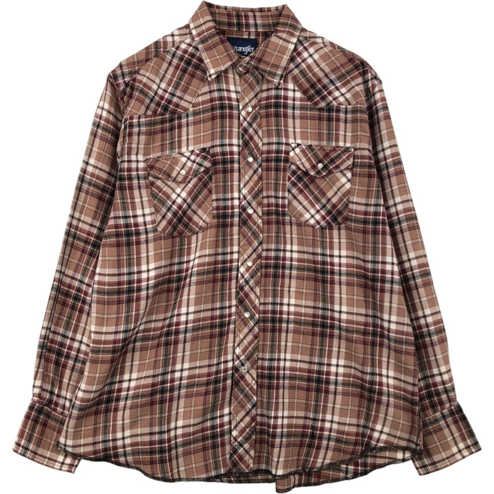 Wrangler Western flannel check shirt, men's size XL cotton brown type Vintage Second Hand