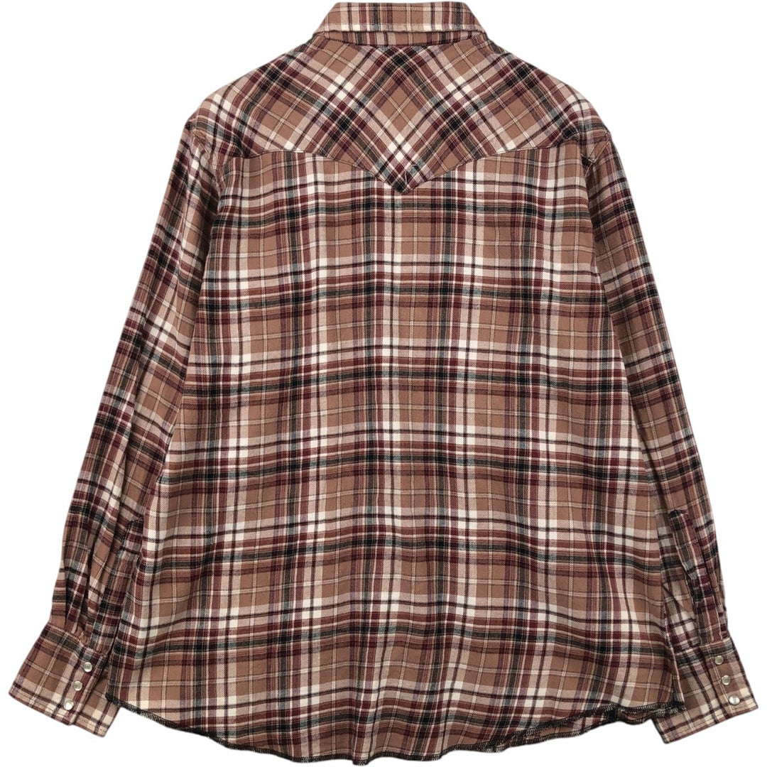 Wrangler Western flannel check shirt, men's size XL cotton brown type Vintage Second Hand