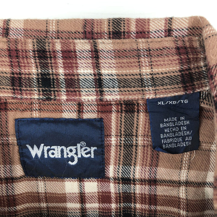 Wrangler Western flannel check shirt, men's size XL cotton brown type Vintage Second Hand