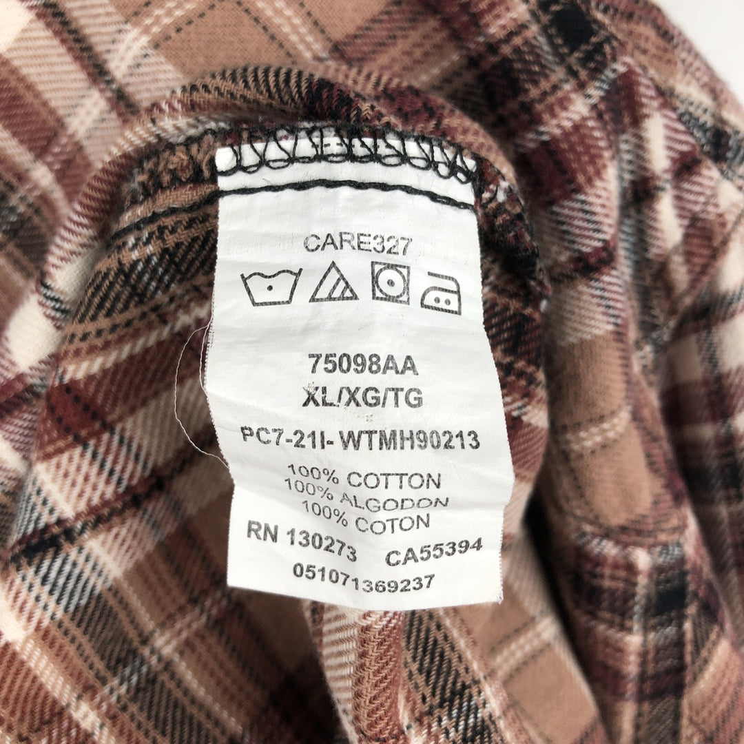 Wrangler Western flannel check shirt, men's size XL cotton brown type Vintage Second Hand