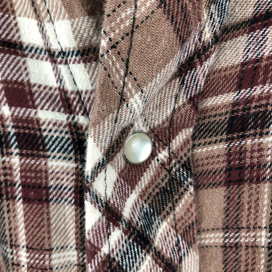 Wrangler Western flannel check shirt, men's size XL cotton brown type Vintage Second Hand