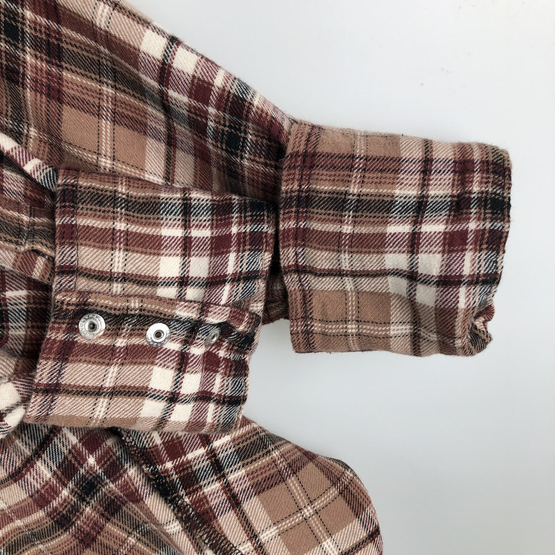 Wrangler Western flannel check shirt, men's size XL cotton brown type Vintage Second Hand