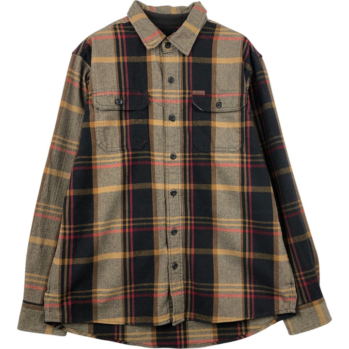 ORVIS Long Sleeve Heavy Flannel Check Shirt, Men's Size L cotton Khaki type Vintage Second Hand