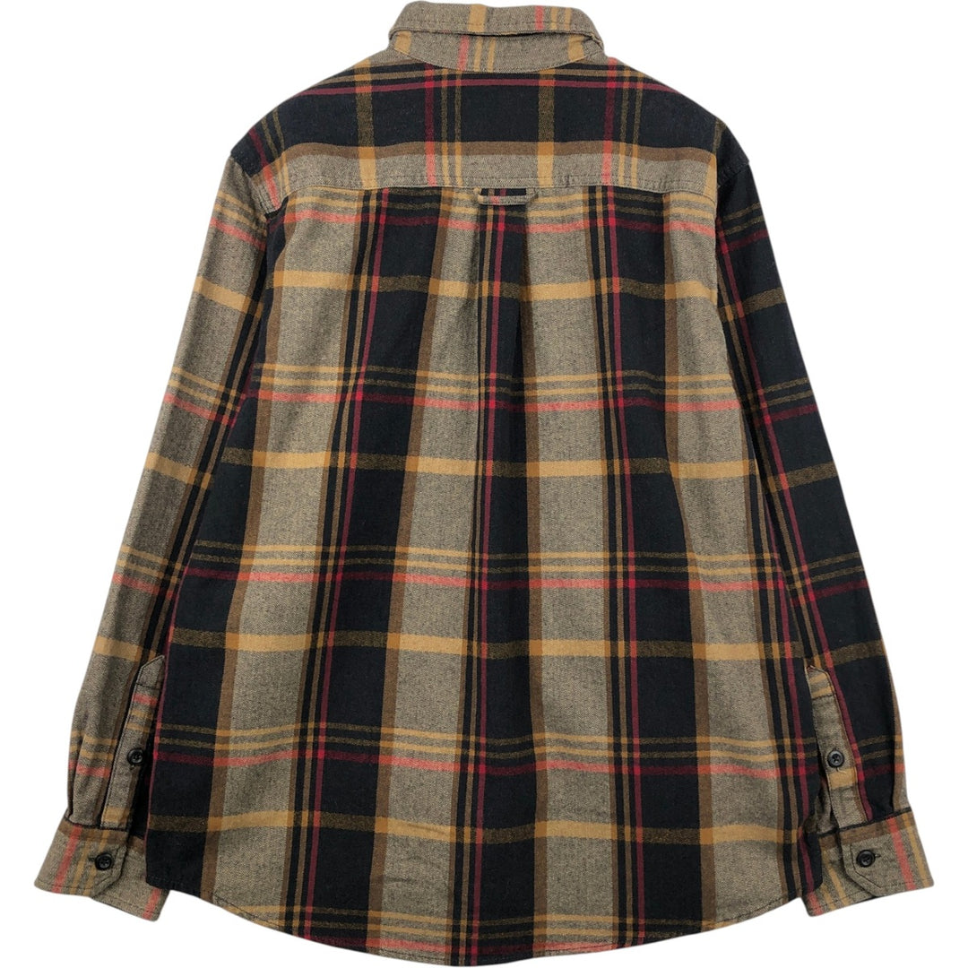 ORVIS Long Sleeve Heavy Flannel Check Shirt, Men's Size L cotton Khaki type Vintage Second Hand