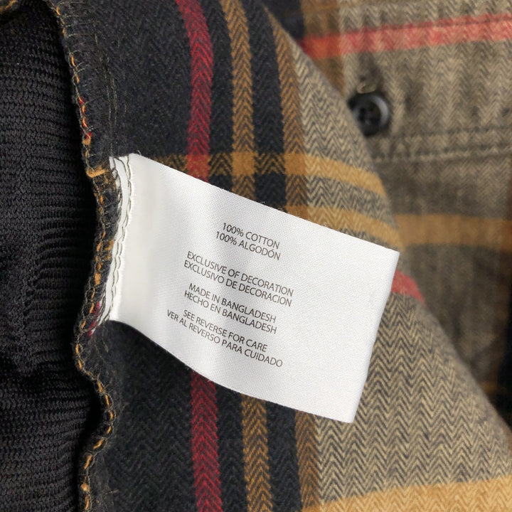 ORVIS Long Sleeve Heavy Flannel Check Shirt, Men's Size L cotton Khaki type Vintage Second Hand