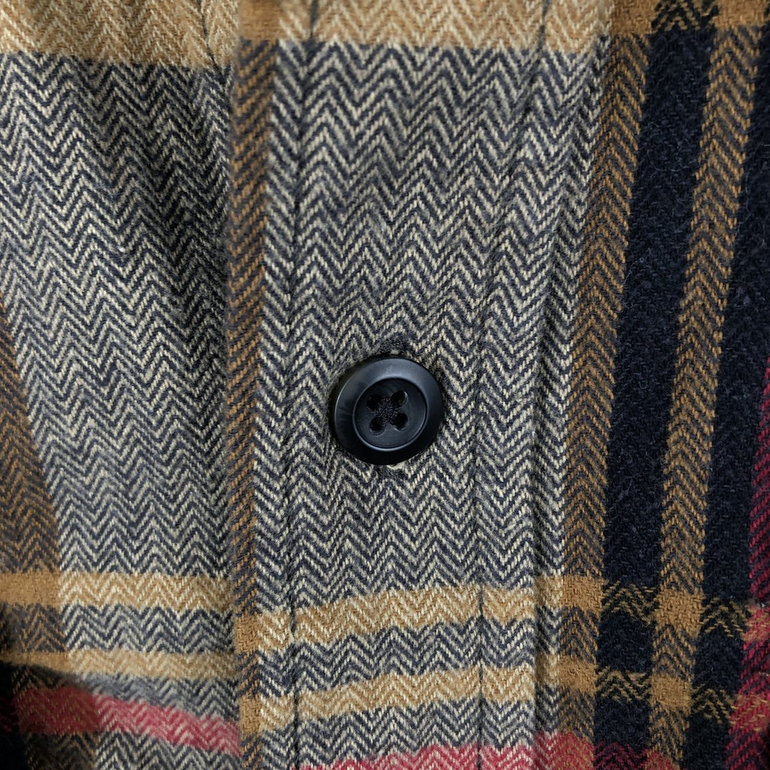 ORVIS Long Sleeve Heavy Flannel Check Shirt, Men's Size L cotton Khaki type Vintage Second Hand