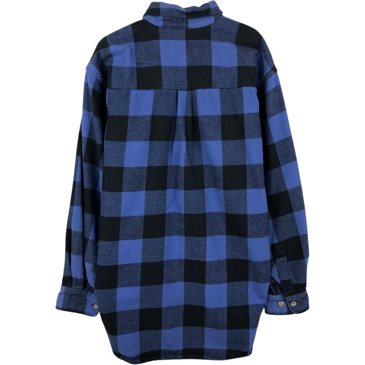 MOOSE CREEK Check Pattern Buffalo Check Long Sleeve Heavy Flannel Check Shirt (Men's Size L) cotton blue type Vintage Second Hand
