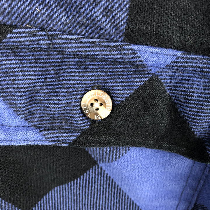 MOOSE CREEK Check Pattern Buffalo Check Long Sleeve Heavy Flannel Check Shirt (Men's Size L) cotton blue type Vintage Second Hand