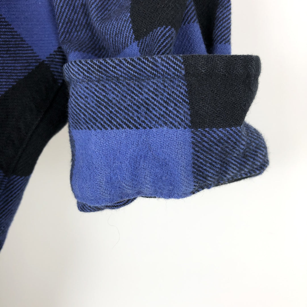 MOOSE CREEK Check Pattern Buffalo Check Long Sleeve Heavy Flannel Check Shirt (Men's Size L) cotton blue type Vintage Second Hand