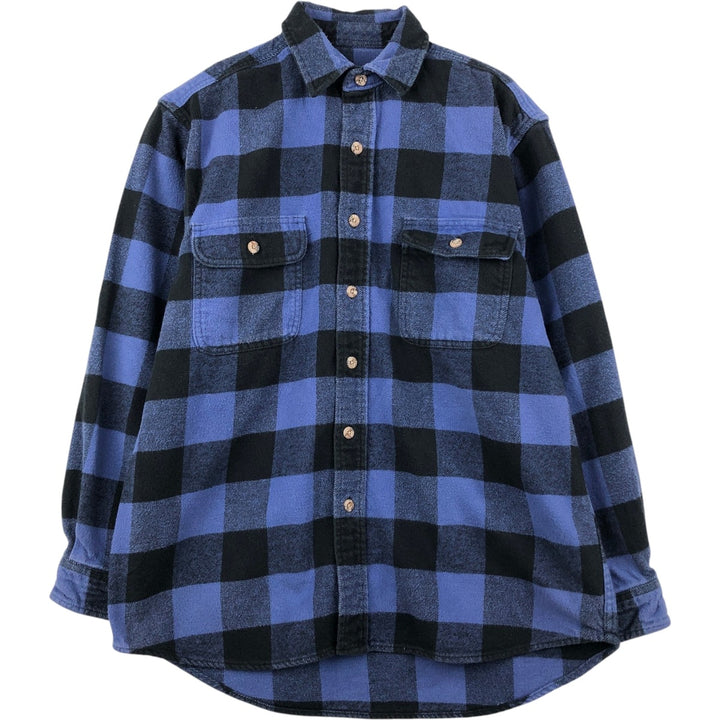 FIELD and STREAM Buffalo Check Long Sleeve Heavy Flannel Check Shirt, Men's Size M cotton blue type Vintage Second Hand