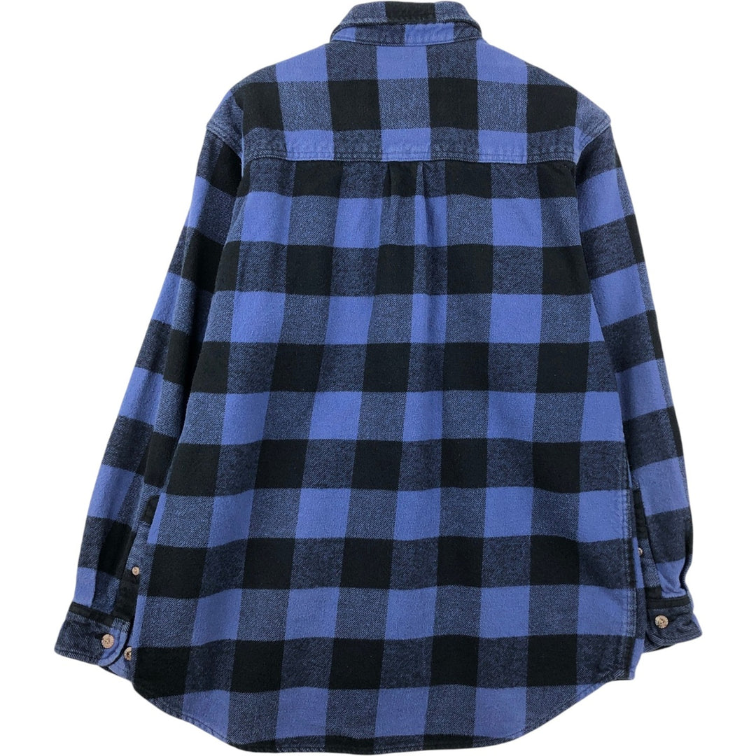 FIELD and STREAM Buffalo Check Long Sleeve Heavy Flannel Check Shirt, Men's Size M cotton blue type Vintage Second Hand