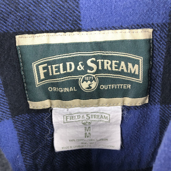 FIELD and STREAM Buffalo Check Long Sleeve Heavy Flannel Check Shirt, Men's Size M cotton blue type Vintage Second Hand