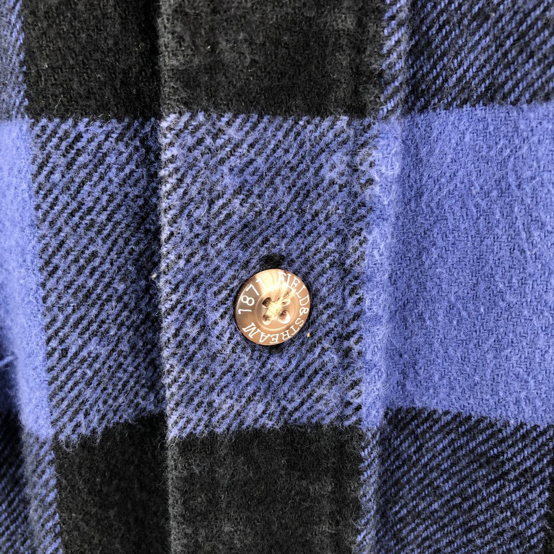 FIELD and STREAM Buffalo Check Long Sleeve Heavy Flannel Check Shirt, Men's Size M cotton blue type Vintage Second Hand