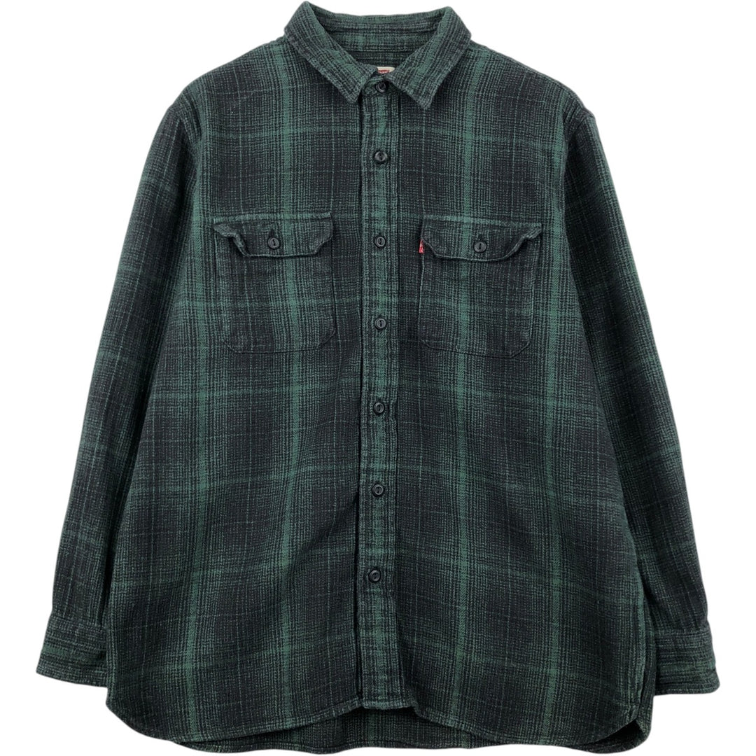 Levi's RELAXED Ombre Check Long-Sleeve Flannel Check Shirt, Men's Size L (Equivalent), Regular Collar cotton Green type dark green Vintage Second Hand