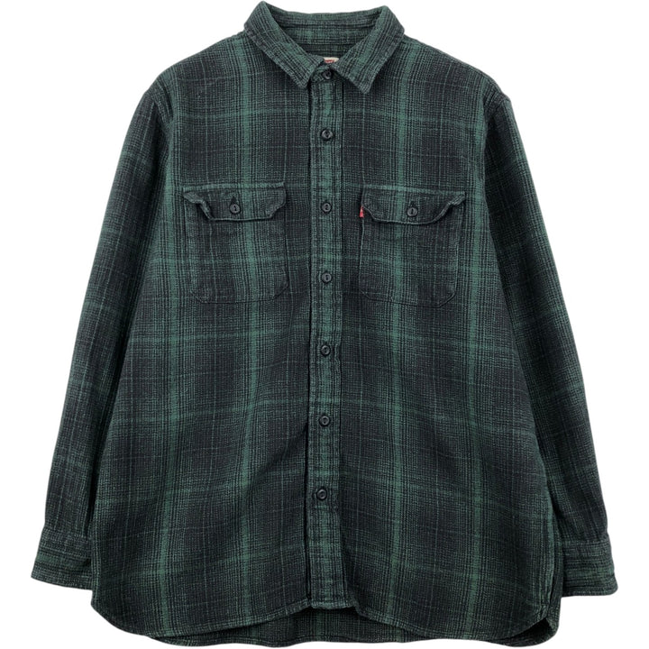 Levi's RELAXED Ombre Check Long-Sleeve Flannel Check Shirt, Men's Size L (Equivalent), Regular Collar cotton Green type dark green Vintage Second Hand