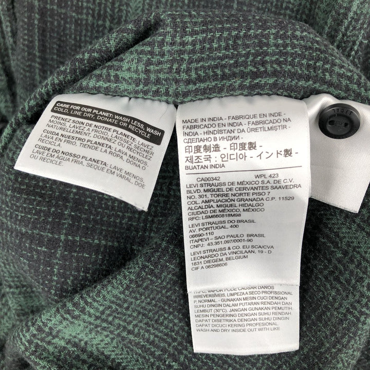 Levi's RELAXED Ombre Check Long-Sleeve Flannel Check Shirt, Men's Size L (Equivalent), Regular Collar cotton Green type dark green Vintage Second Hand
