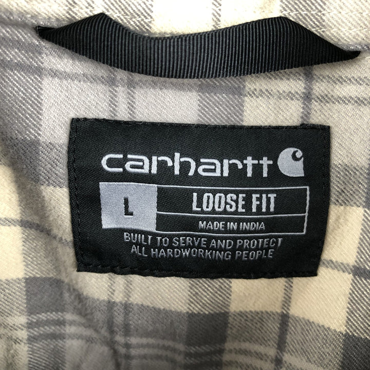Carhartt Loose Fit Long Sleeve Flannel Check Shirt, Men's Size L (approx.) cotton Beige type Vintage Second Hand
