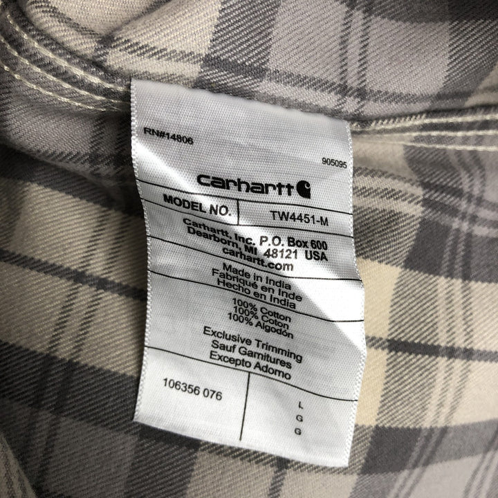 Carhartt Loose Fit Long Sleeve Flannel Check Shirt, Men's Size L (approx.) cotton Beige type Vintage Second Hand