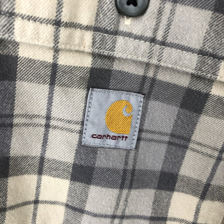 Carhartt Loose Fit Long Sleeve Flannel Check Shirt, Men's Size L (approx.) cotton Beige type Vintage Second Hand