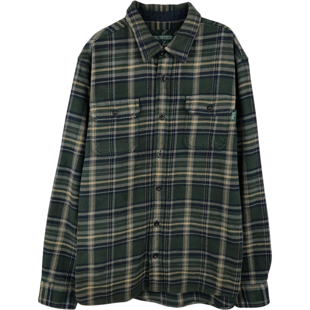WOOLRICH Long Sleeve Flannel Check Shirt, Men's Size L cotton green type Vintage Second Hand