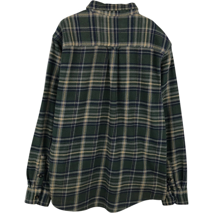 WOOLRICH Long Sleeve Flannel Check Shirt, Men's Size L cotton green type Vintage Second Hand