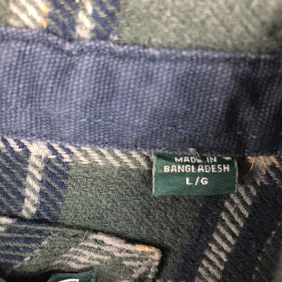 WOOLRICH Long Sleeve Flannel Check Shirt, Men's Size L cotton green type Vintage Second Hand