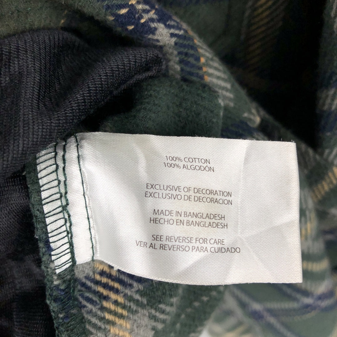 WOOLRICH Long Sleeve Flannel Check Shirt, Men's Size L cotton green type Vintage Second Hand