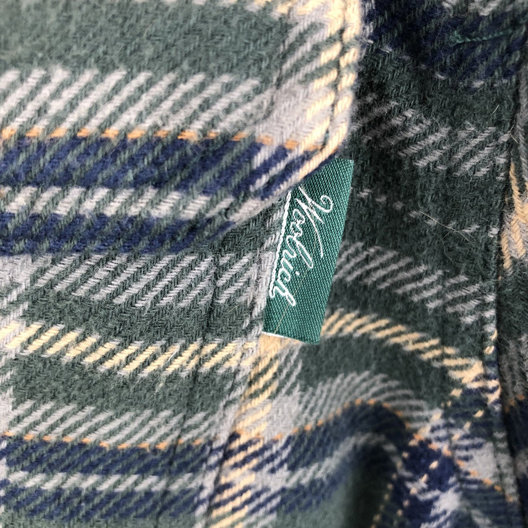 WOOLRICH Long Sleeve Flannel Check Shirt, Men's Size L cotton green type Vintage Second Hand