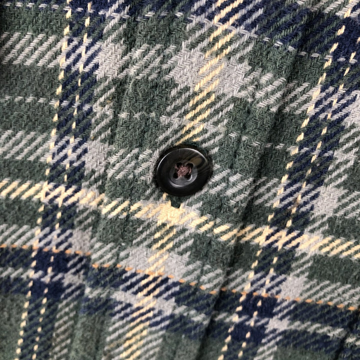 WOOLRICH Long Sleeve Flannel Check Shirt, Men's Size L cotton green type Vintage Second Hand